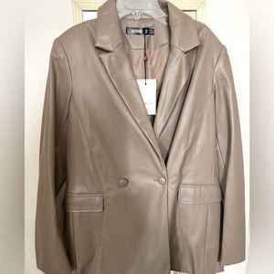 Missguided nude leather blazer